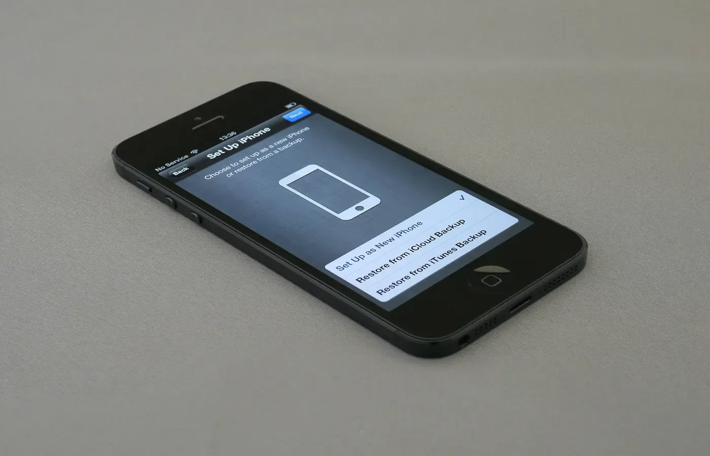 A phone displaying a reset setup screen