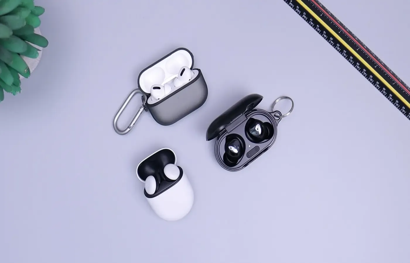 Disassembled wireless earbuds with batteries
