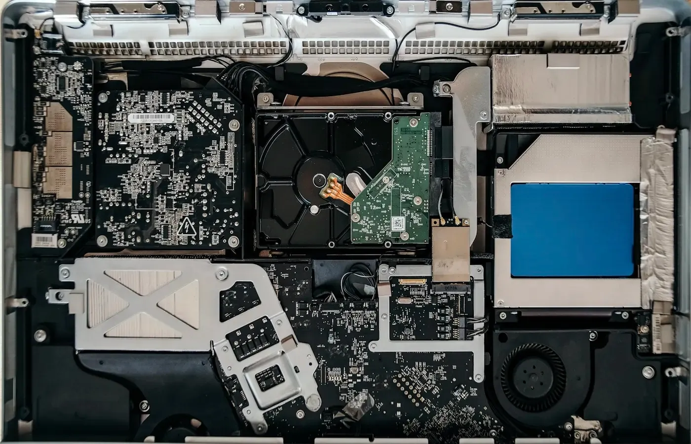 Open laptop with replaceable components