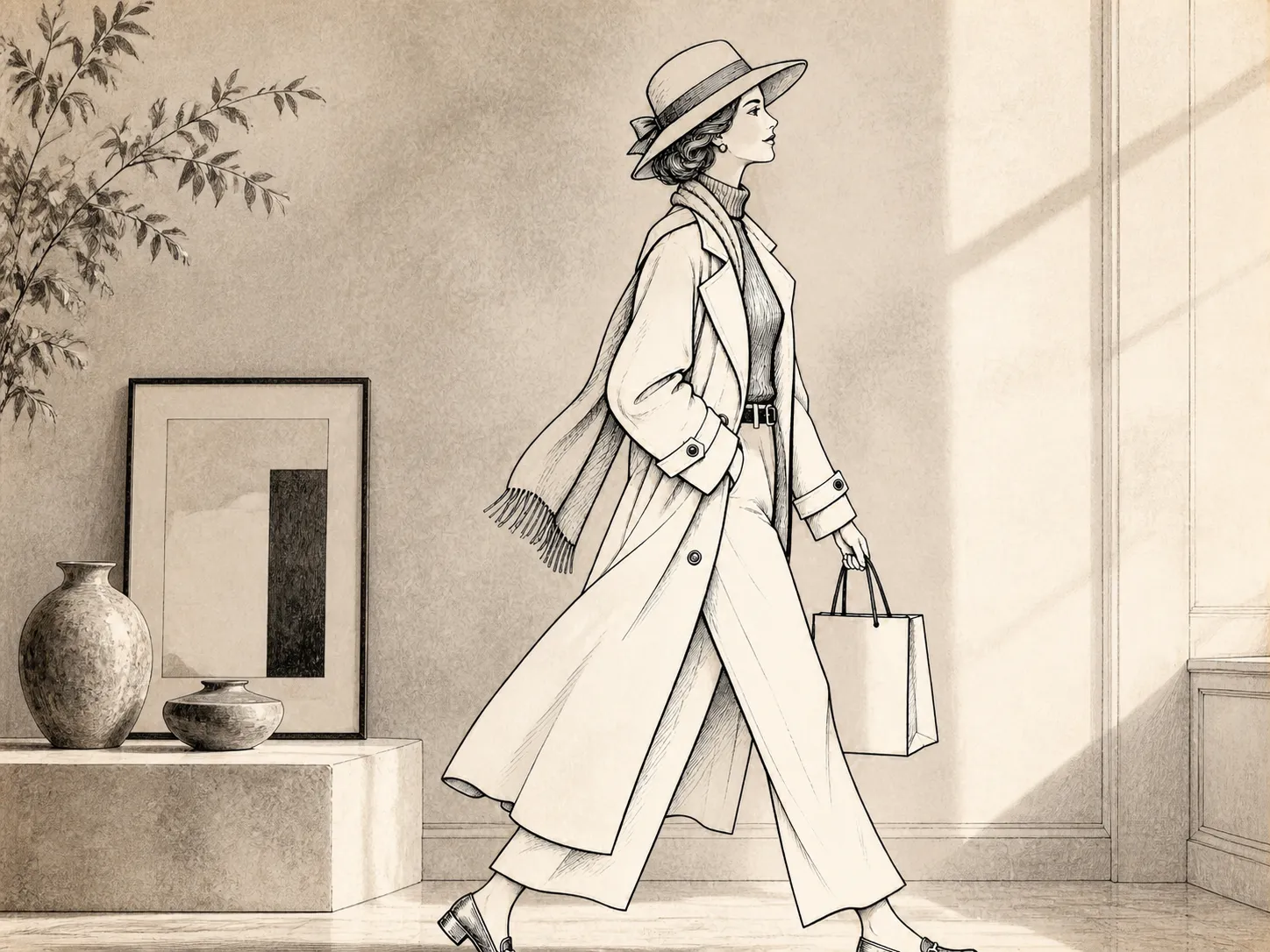 A collector examining art and memorabilia before purchase