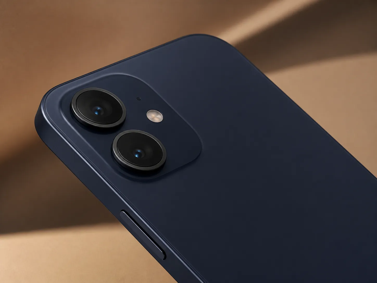 A modern mobile phone held against a clean editorial background