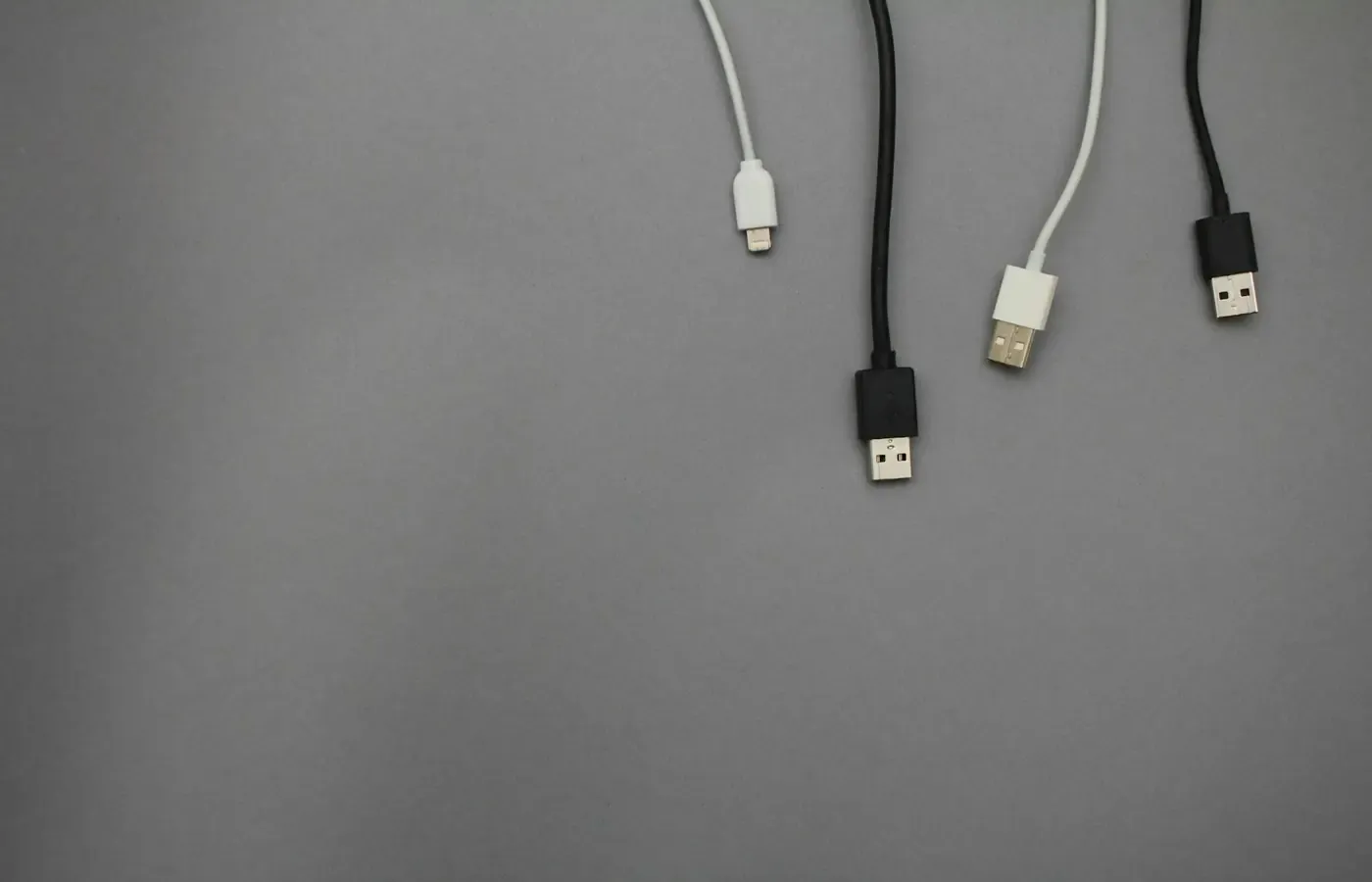 black and white USB data cables