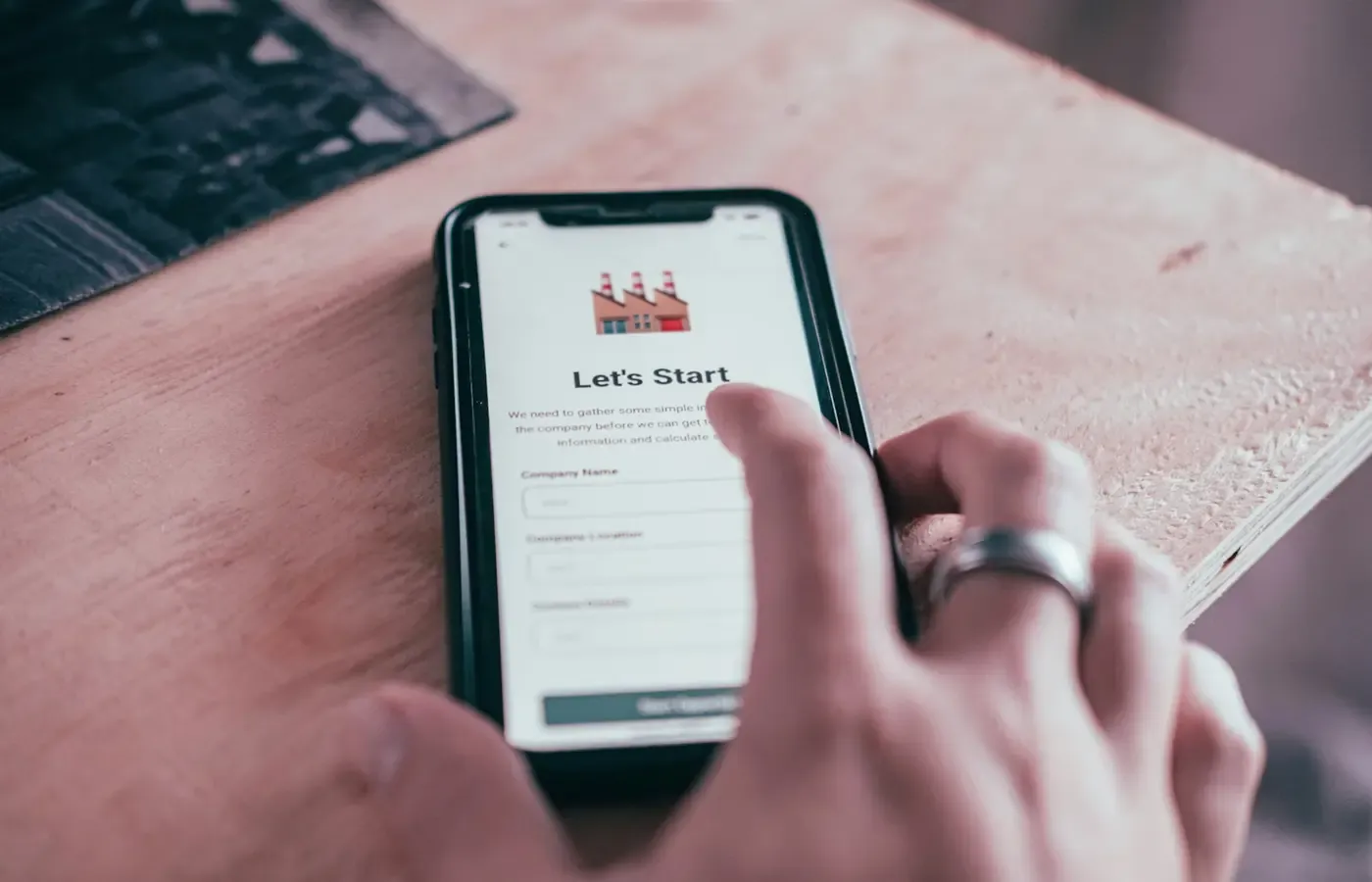 Smartphone displaying a mobile website home screen