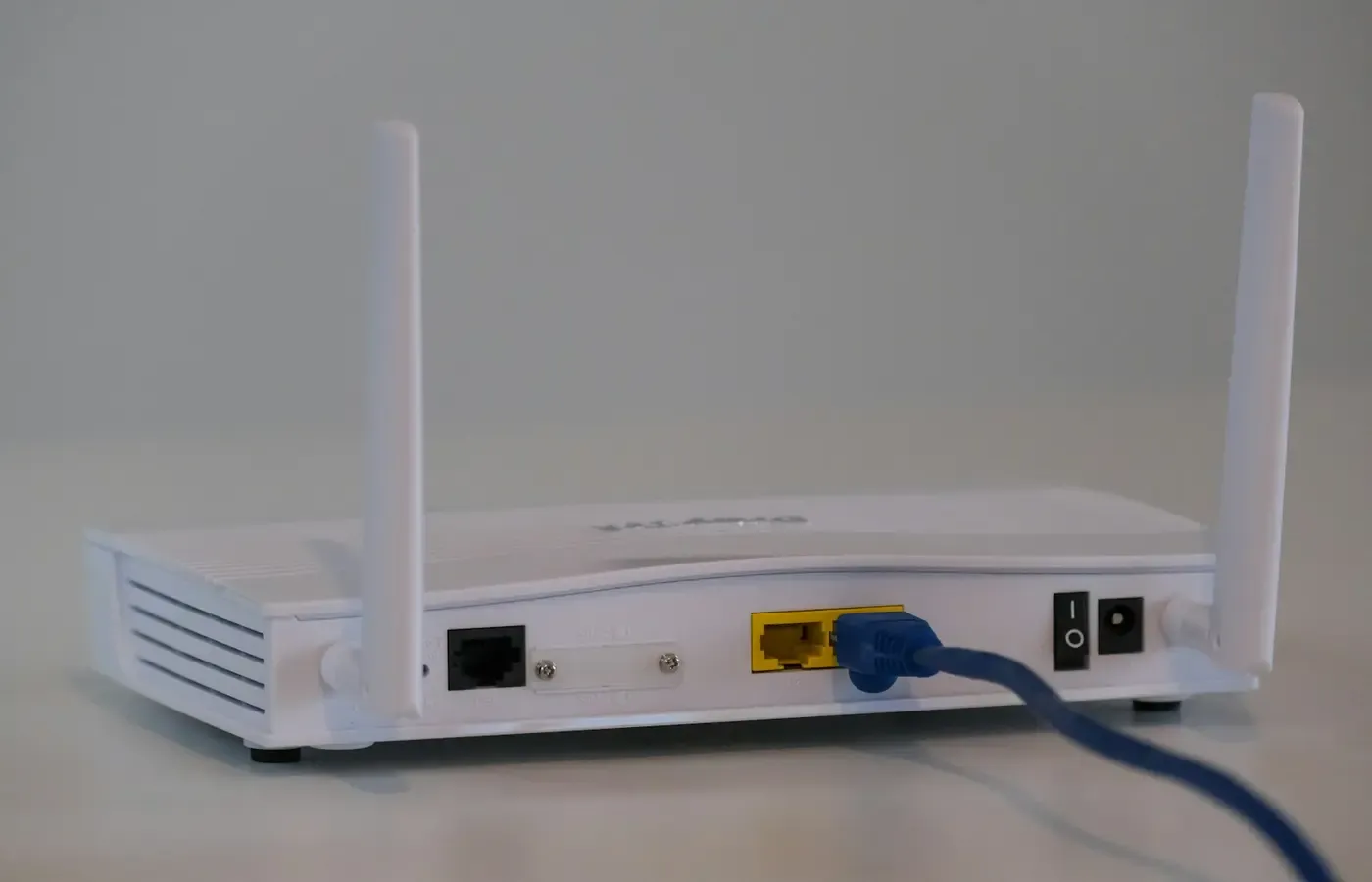 Close-up of a home Wi-Fi router